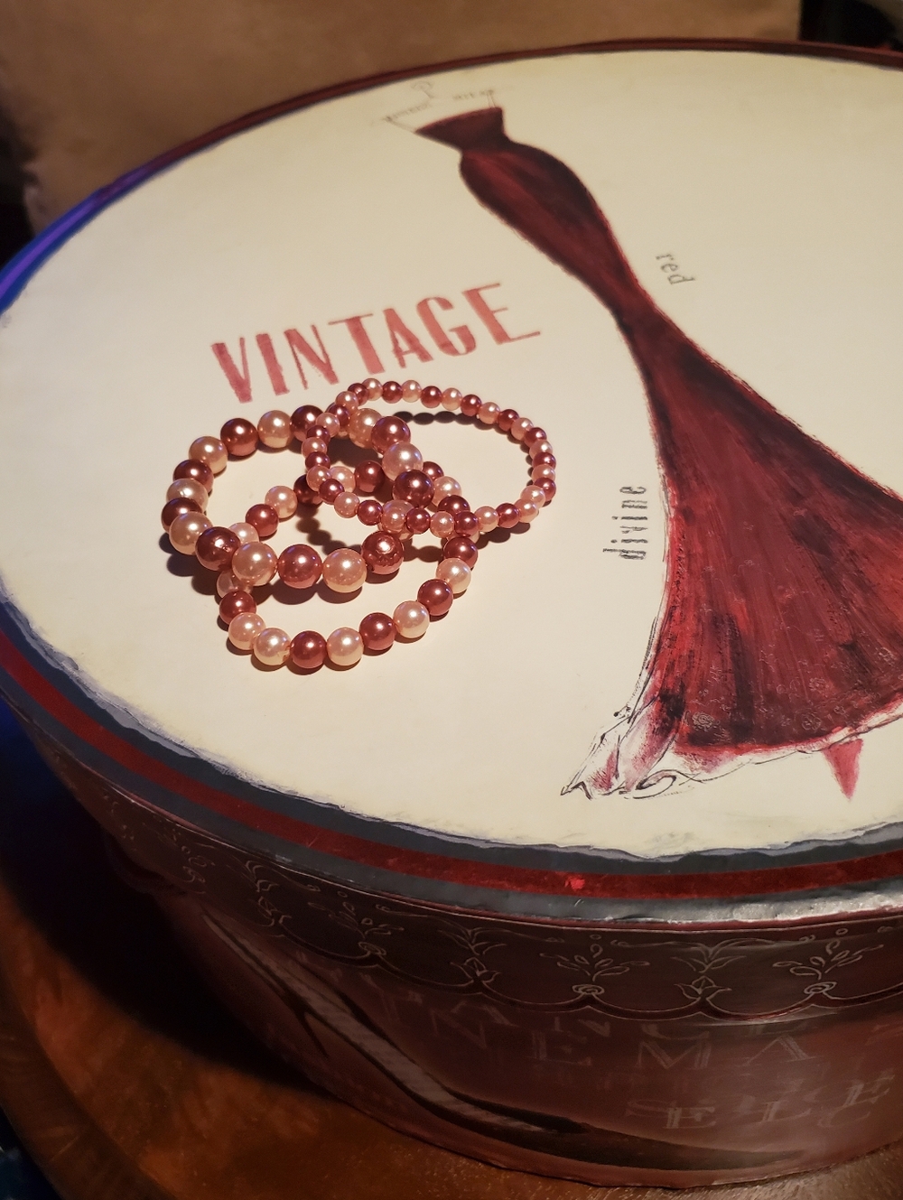 Vintage Dusty Roses and Wine Pearl Stretch Bracelet Set